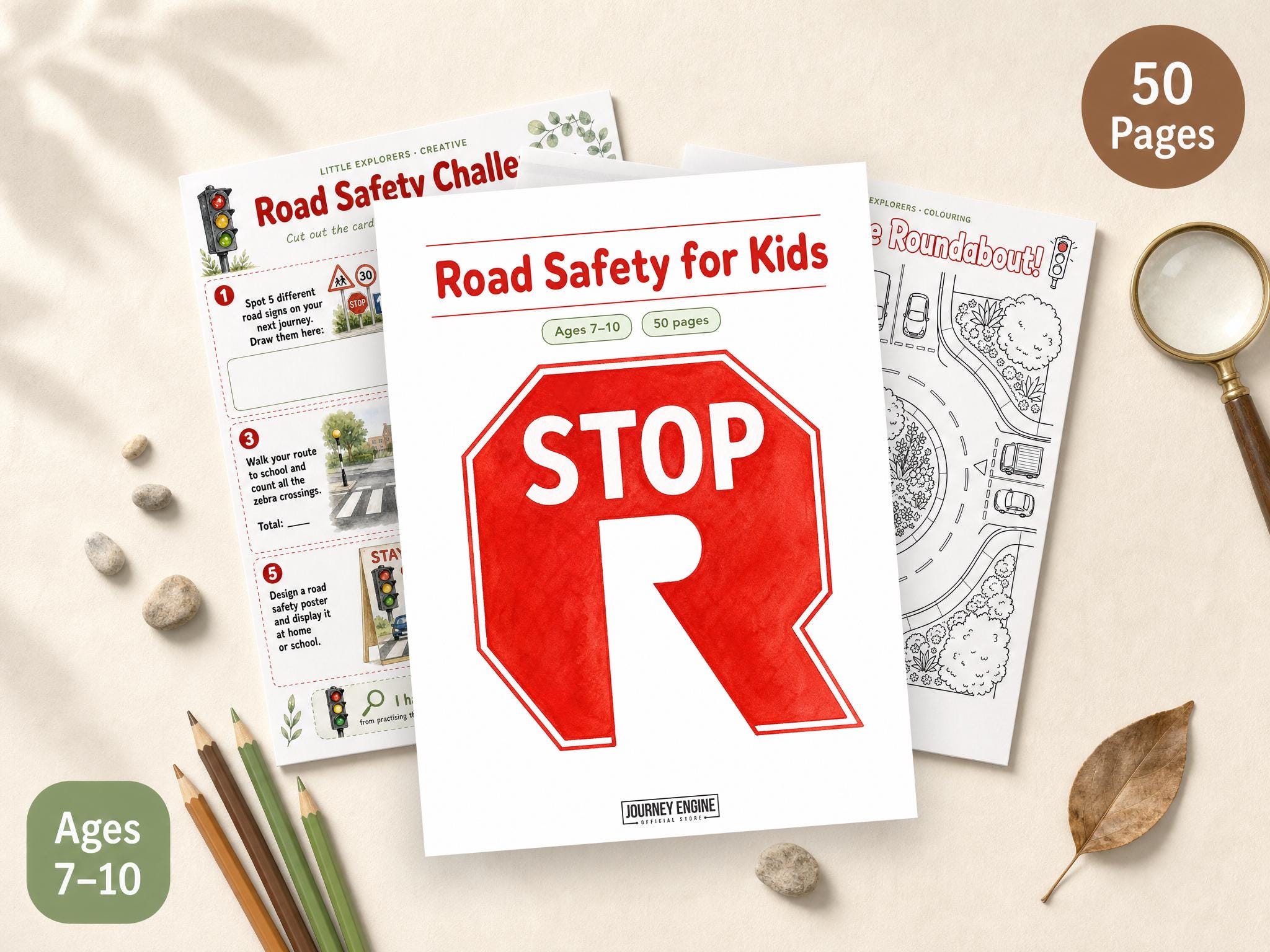 Road Safety Activity Book for Kids| 50 Pages Puzzles Coloring Worksheets| Ages 7-10| Traffic Signs PDF| Instant Download