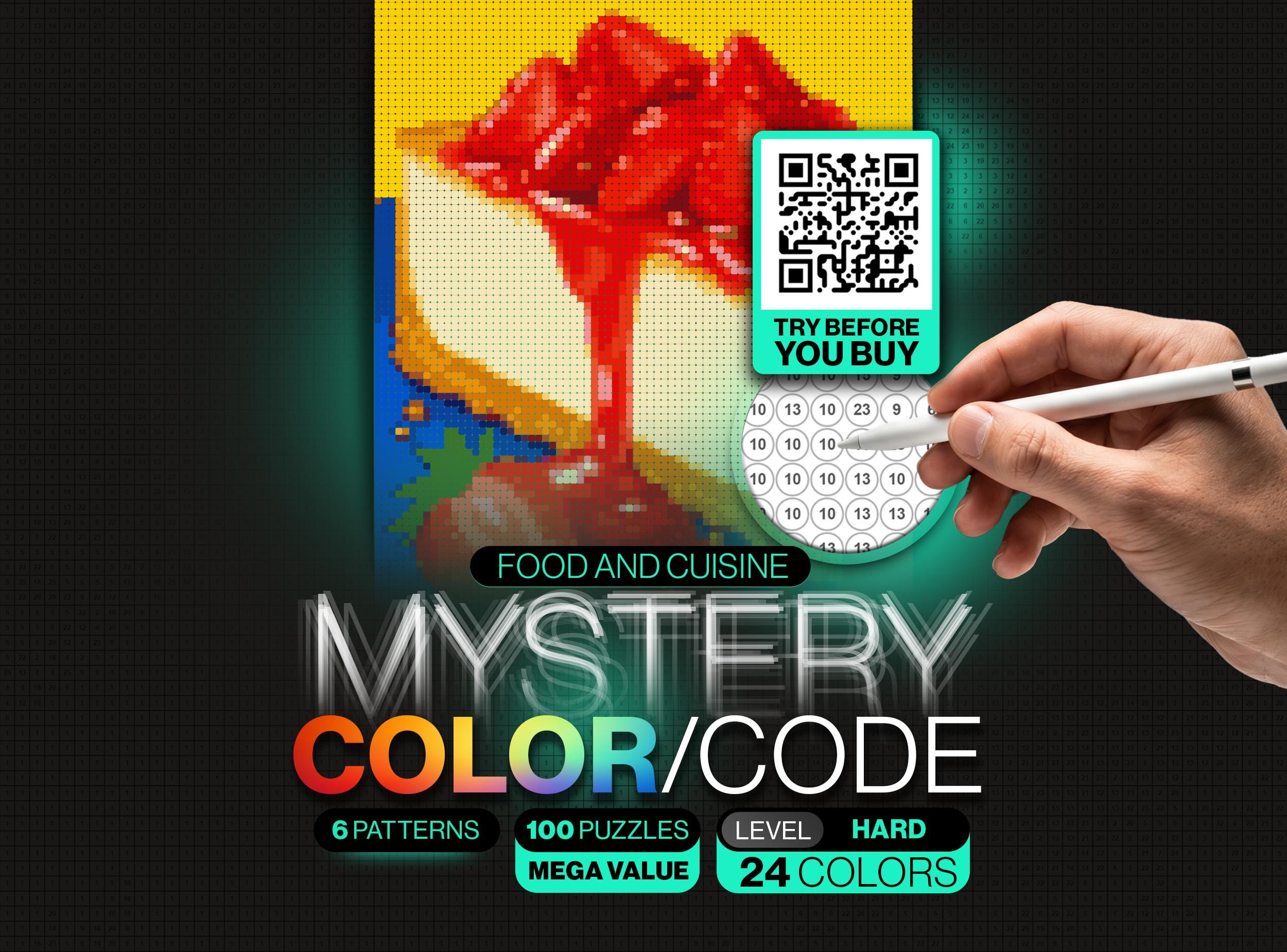 Pixel Color By Number | World Food Mystery Mosaic | 100 Dishes From 30 Cuisines | A3 Printable Foodie Gift | Instant Download