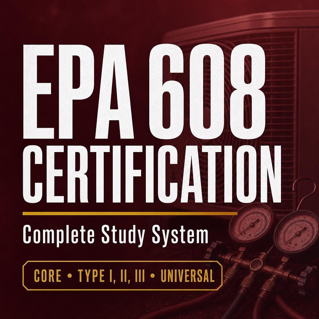 EPA 608 Certification Study System | HVAC Refrigerant Exam Prep (PDF Download)