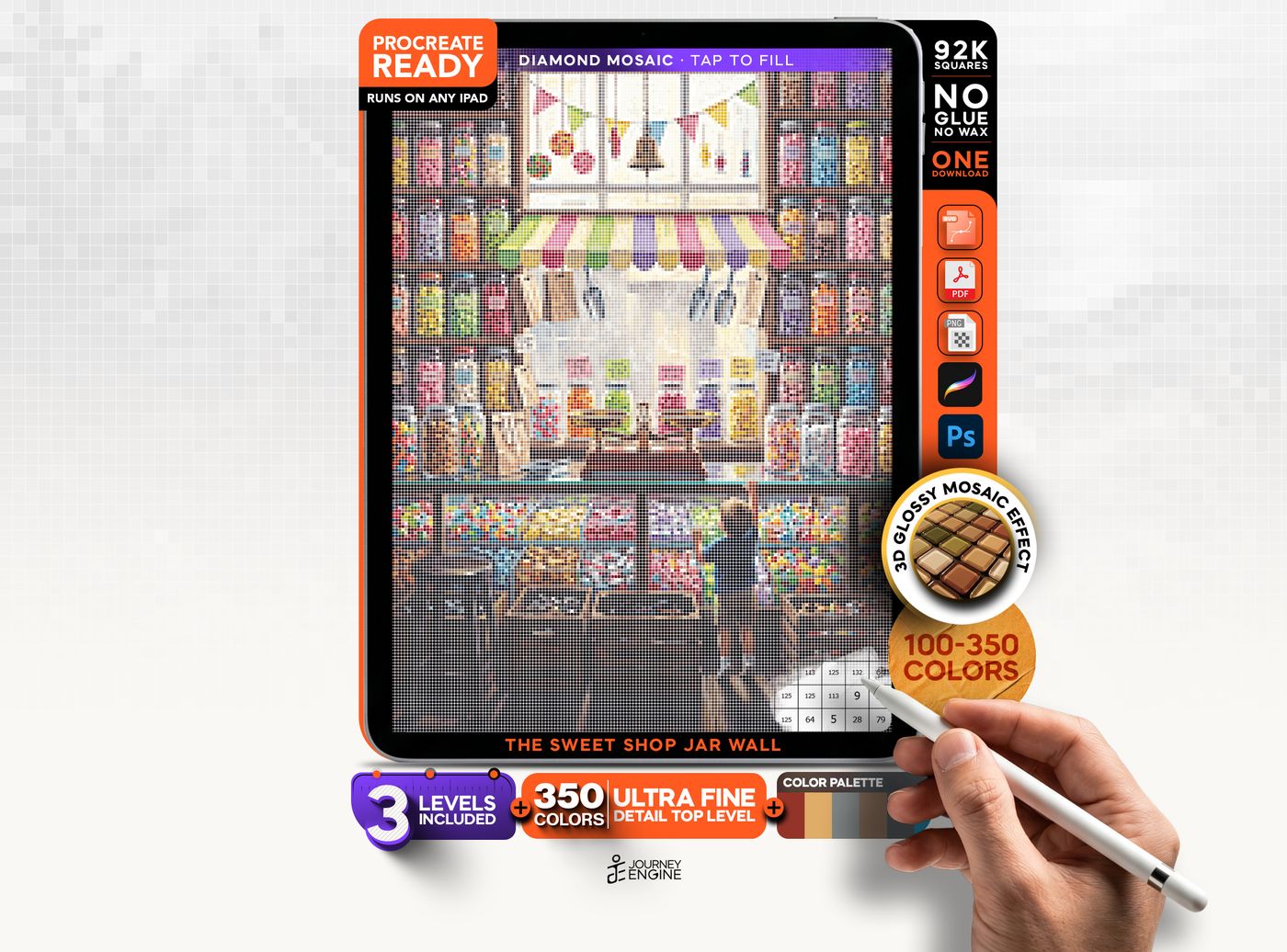 Digital Diamond Painting, Mystery Mosaic iPad, The Sweet Shop Jar Wall, Candy Shop Mosaic Art, 3 Levels, 91K Squares, Instant Download
