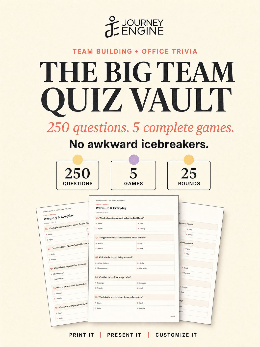 Team Building Trivia | The Big Team Quiz Vault | 250 Questions, 5 Ready Games | Office Party Quiz | Play on Screen or Print